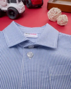 Prenatal Magliette Camicie E Body-Camicia Popeline Bimbo Rigata Blu