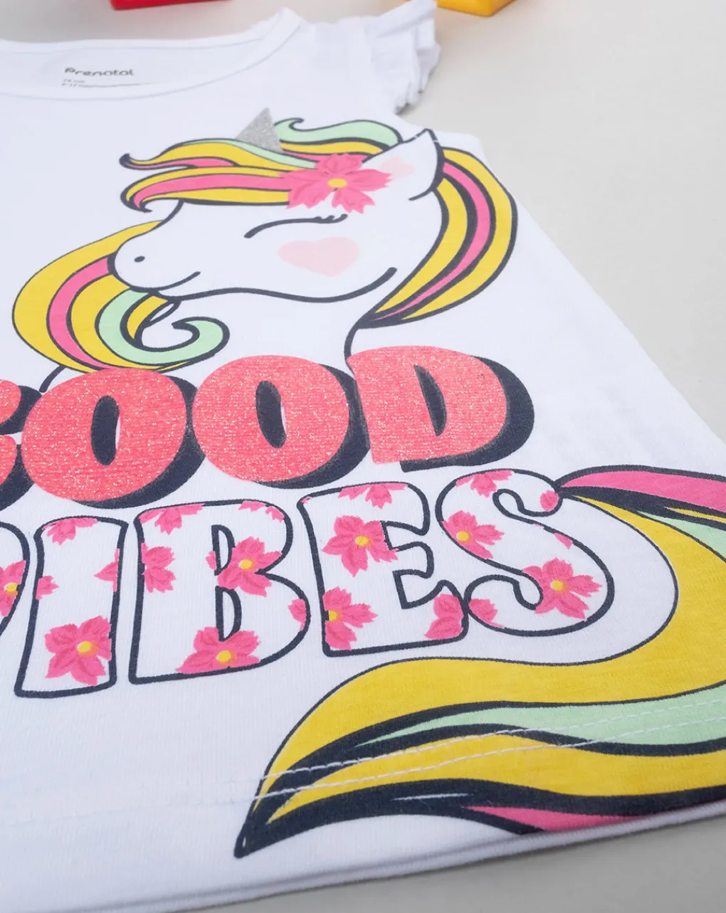 Prenatal Magliette Camicie E Body-Canotta Bimba Panna "Unicorno”