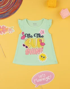 Prenatal Magliette Camicie E Body-Canotta Bimba Verde "Sunshine”