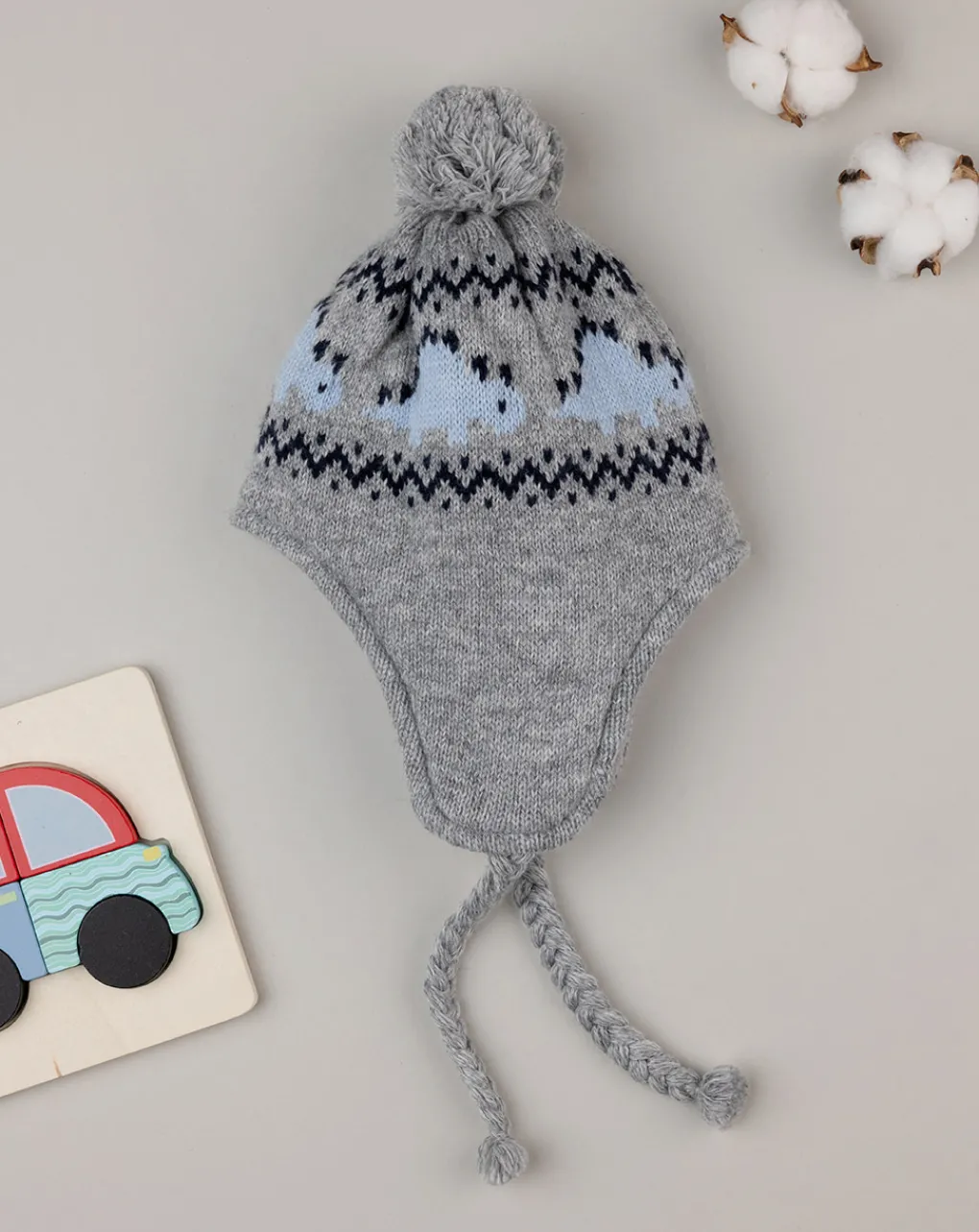Prenatal Cappellini Cuffiette E Muffole-Cappello Bambino Tricot "Dino”