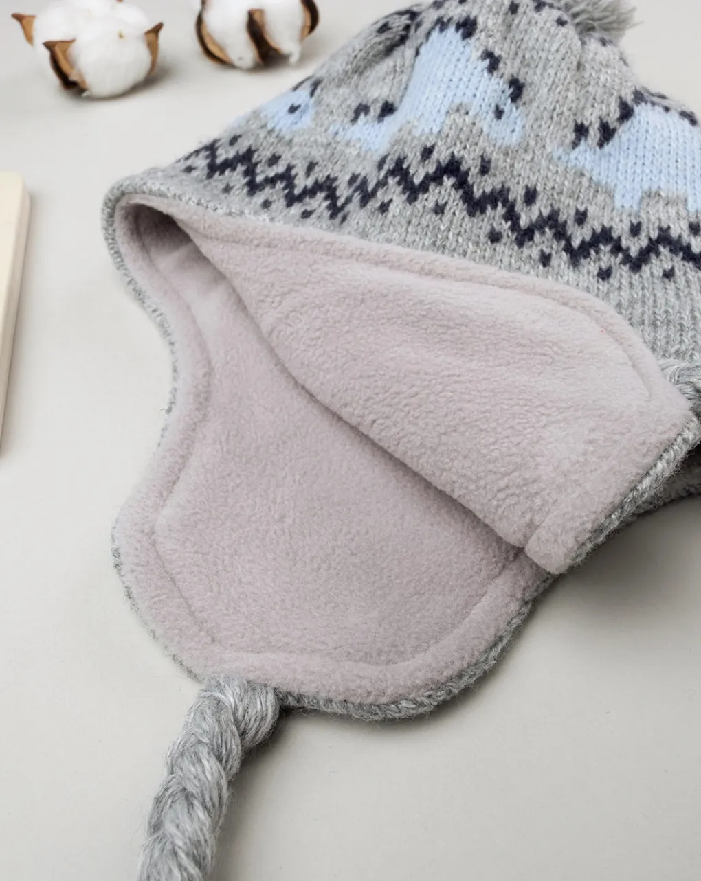 Prenatal Cappellini Cuffiette E Muffole-Cappello Bambino Tricot "Dino”