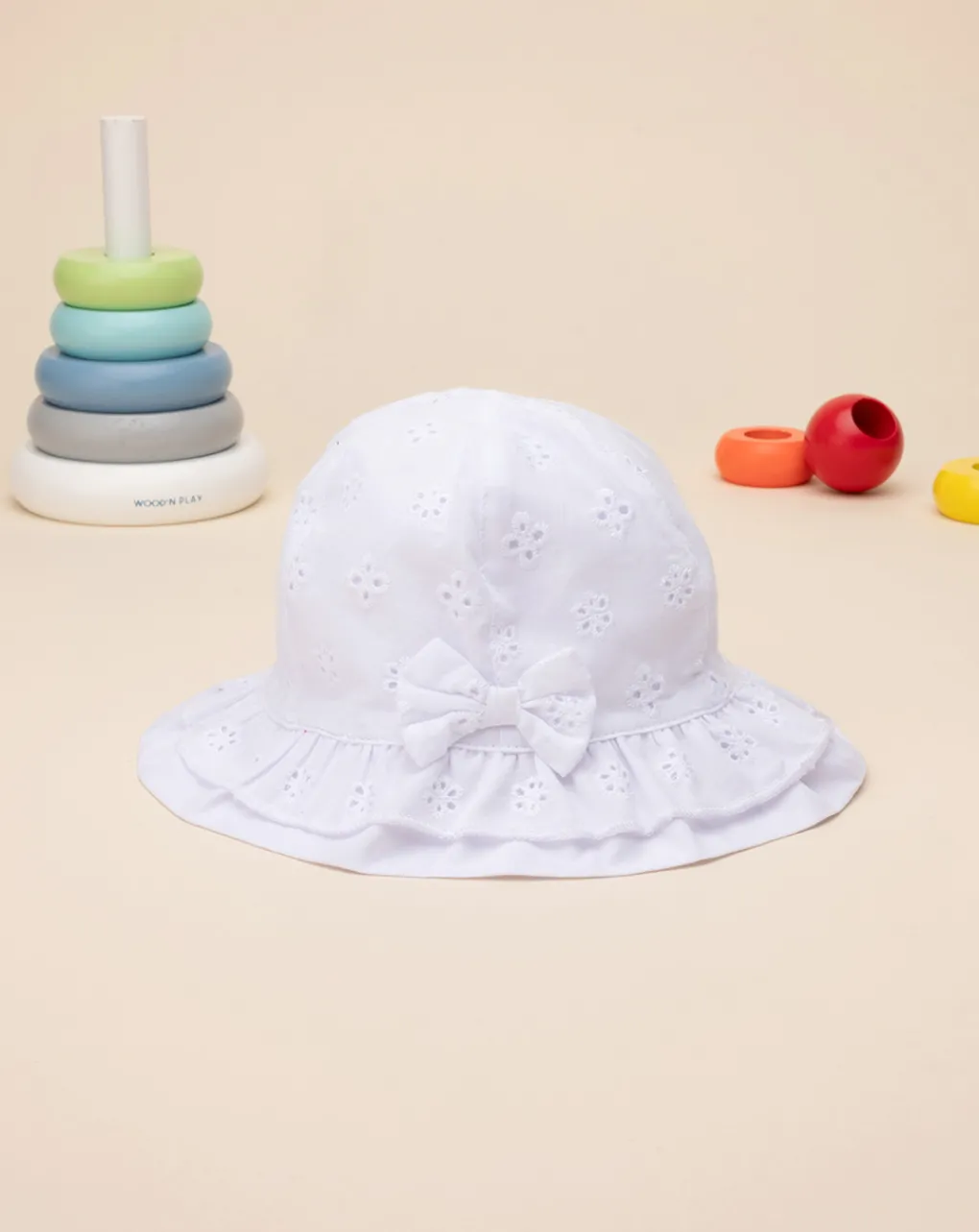 Prenatal Cappelli E Accessori-Cappello Bimba Bianco Pizzo Sangallo