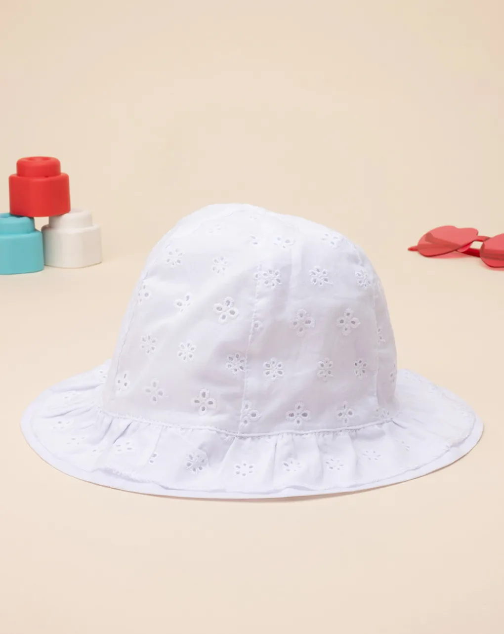 Prenatal Cappelli E Sciarpe-Cappello Bimba Bianco Sangallo