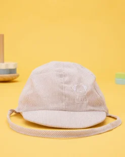 Prenatal Cappellini Cuffiette E Muffole-Cappello Bimbo Baseball Rigato Lino