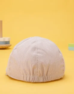 Prenatal Cappellini Cuffiette E Muffole-Cappello Bimbo Baseball Rigato Lino