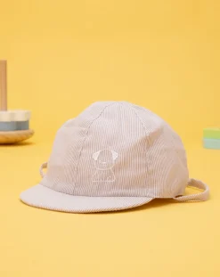 Prenatal Cappellini Cuffiette E Muffole-Cappello Bimbo Baseball Rigato Lino