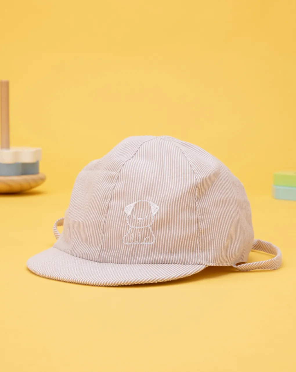 Prenatal Cappellini Cuffiette E Muffole-Cappello Bimbo Baseball Rigato Lino