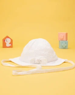 Prenatal Cappellini Cuffiette E Muffole-Cappello Neonata Bianco Sangallo