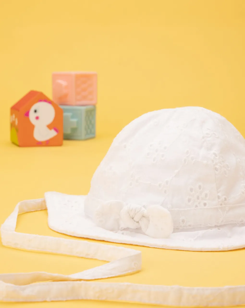 Prenatal Cappellini Cuffiette E Muffole-Cappello Neonata Bianco Sangallo