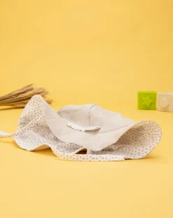 Prenatal Cappellini Cuffiette E Muffole-Cappello Neonata In Lino Con Fiocco