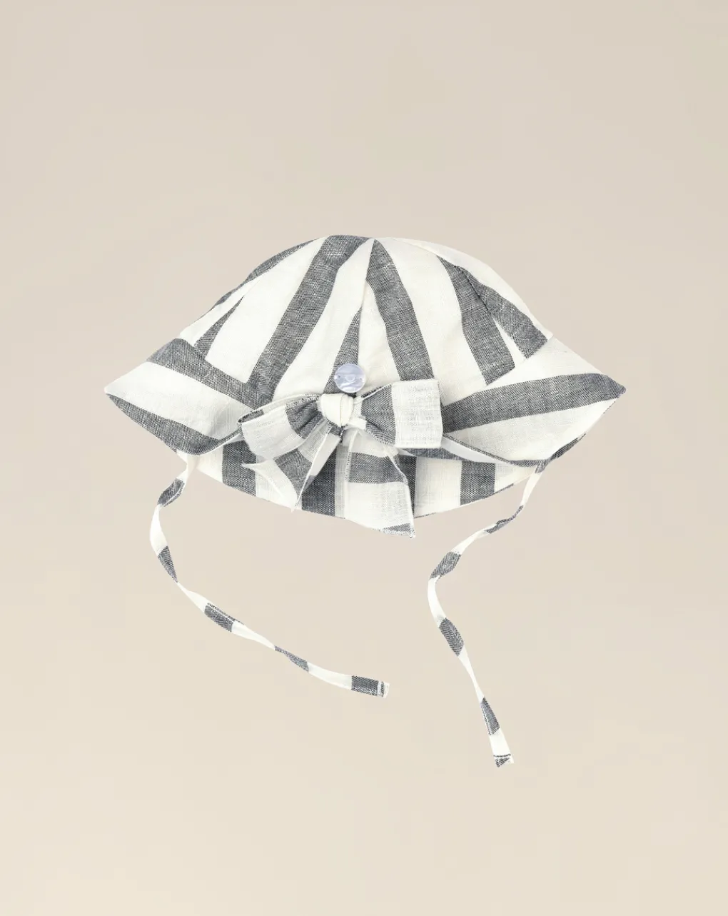 Prenatal Cappellini Cuffiette E Muffole-Cappello Per Neonata A Righe In Lino