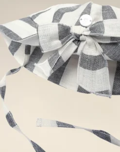 Prenatal Cappellini Cuffiette E Muffole-Cappello Per Neonata A Righe In Lino