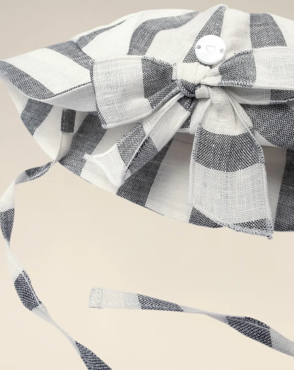 Prenatal Cappellini Cuffiette E Muffole-Cappello Per Neonata A Righe In Lino