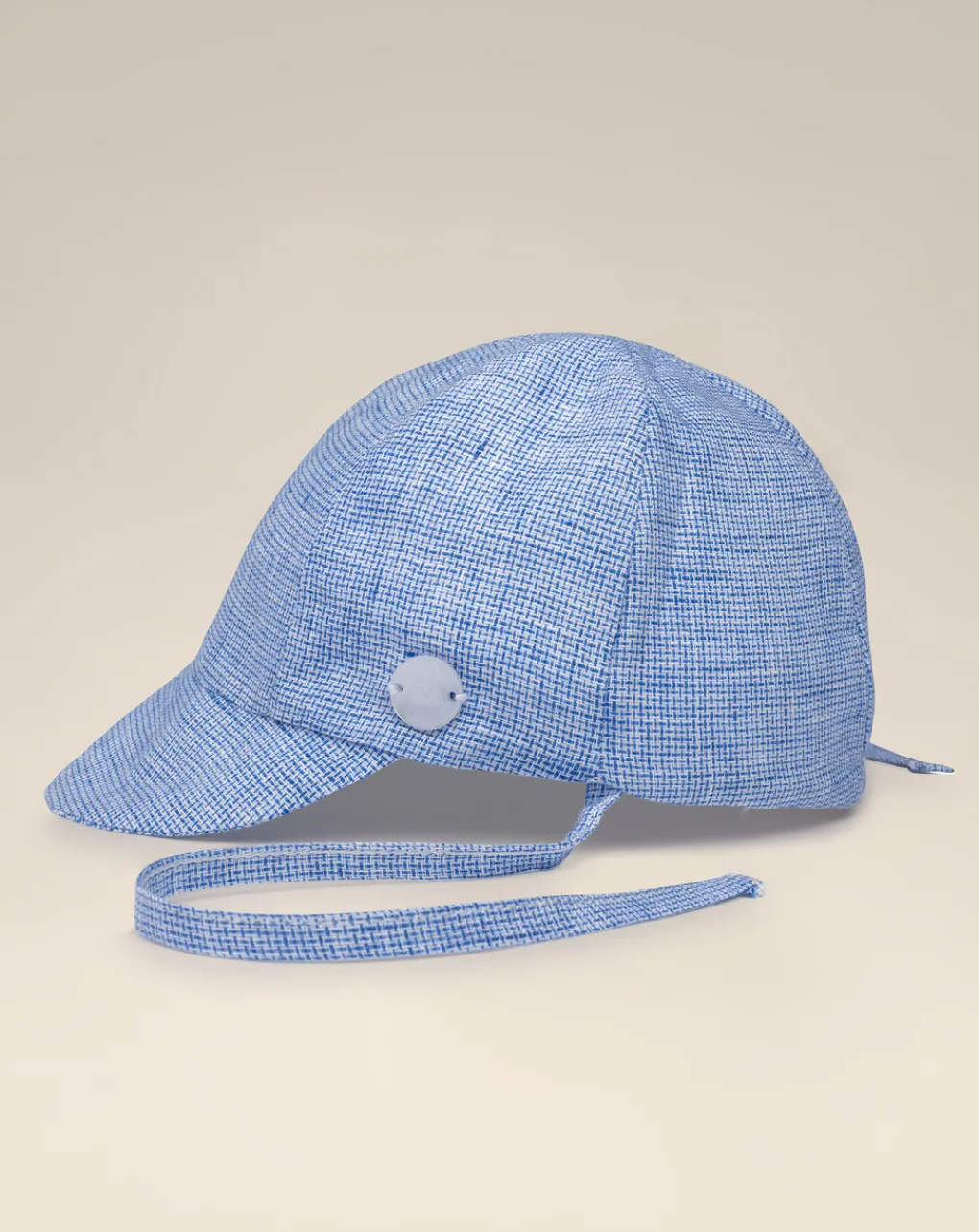 Prenatal Cappellini Cuffiette E Muffole-Cappello Per Neonato Con Visiera In Lino