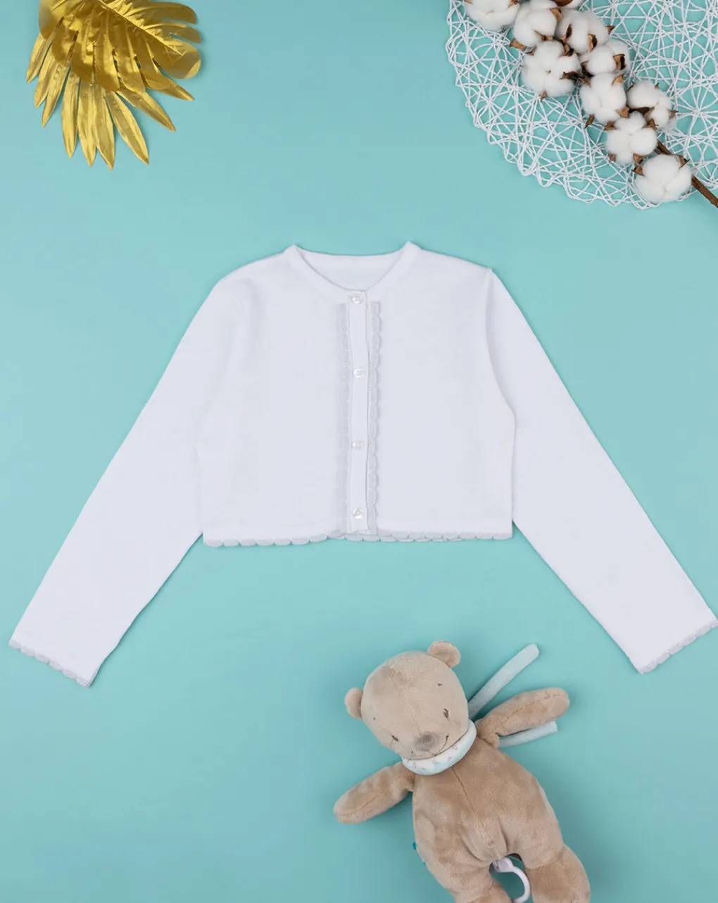 Prenatal Felpe E Maglioni-Cardigan Bambina Tricot Elegante Bianco