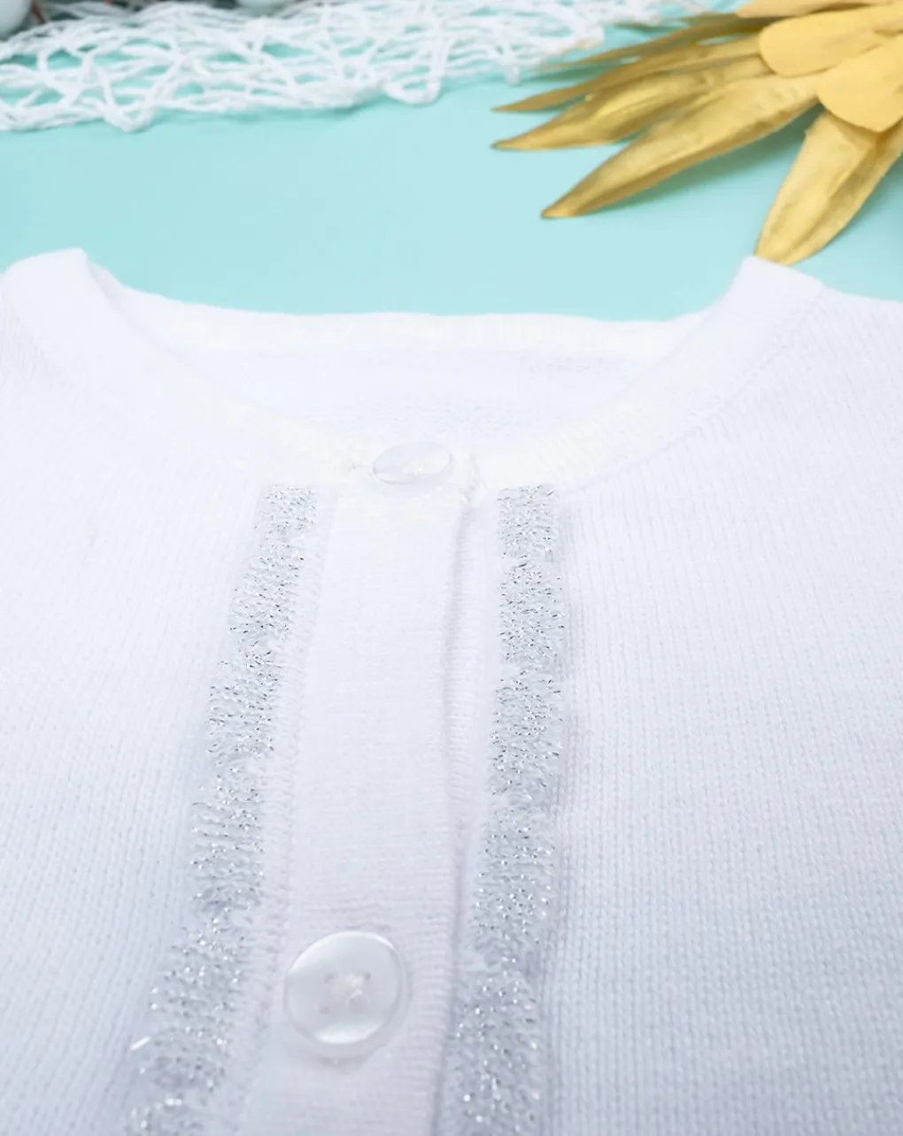 Prenatal Felpe E Maglioni-Cardigan Bambina Tricot Elegante Bianco