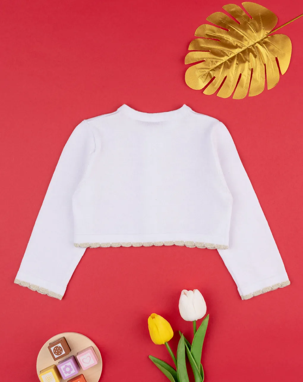 Prenatal Maglioni E Cardigan-Cardigan Bimba Tricot Panna/Oro