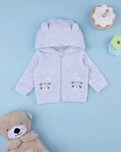 Prenatal Maglioni E Cardigan-Cardigan Bimbo Con Cappuccio Grigio Chiaro