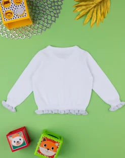 Prenatal Maglioni E Cardigan-Cardigan Tricot Bimba Bianco