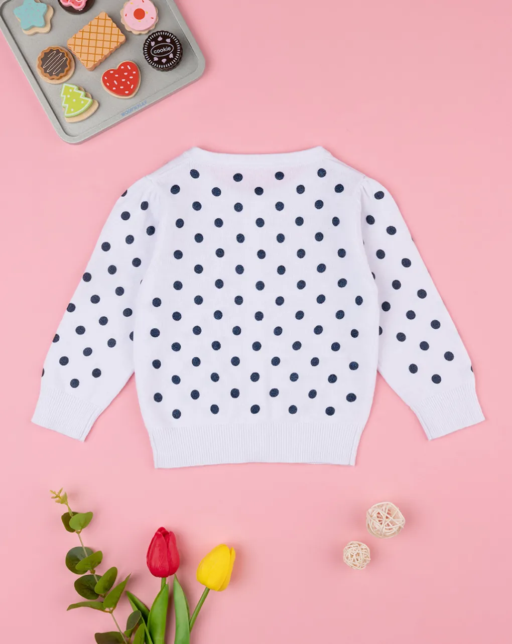 Prenatal Maglioni E Cardigan-Cardigan Tricot Bimba Pois Blu