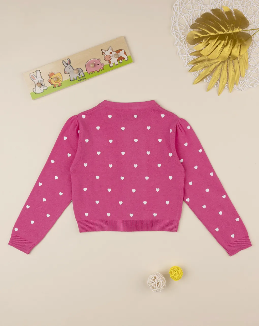 Prenatal Felpe E Maglioni-Cardigan Tricot Bimba Rosa "Cuori”
