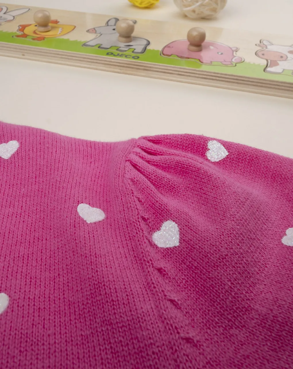 Prenatal Felpe E Maglioni-Cardigan Tricot Bimba Rosa "Cuori”