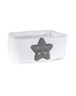 Picci Complementi D'Arredo-Cestino Portacose Rivestito Stella Bianco -