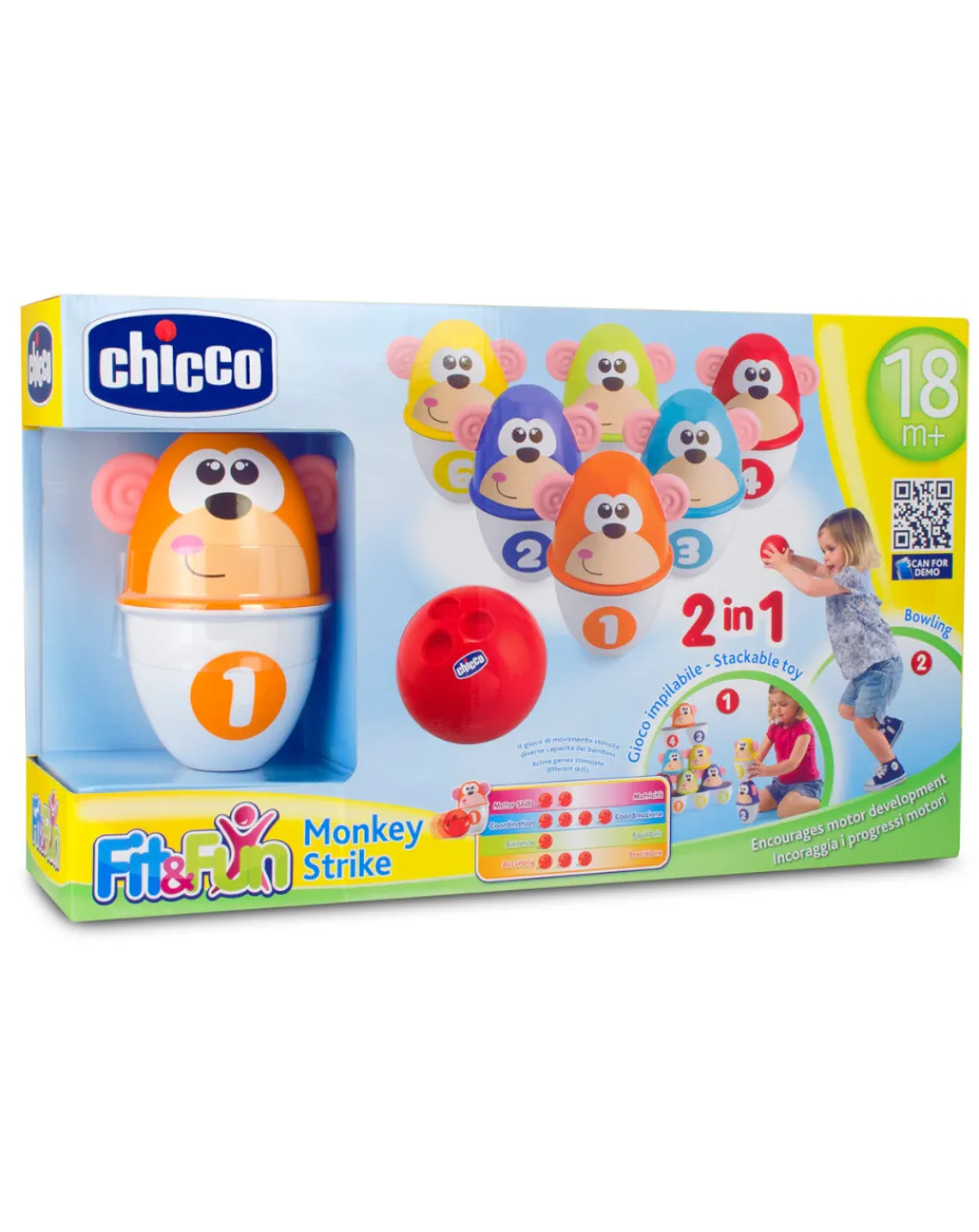 Chicco Giochi Primi Mesi-Bowling Monkey Strike