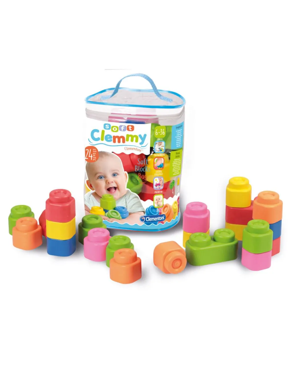 Clementoni Costruzioni Giocattolo-Clemmy - Sacca 24 Mattoncini