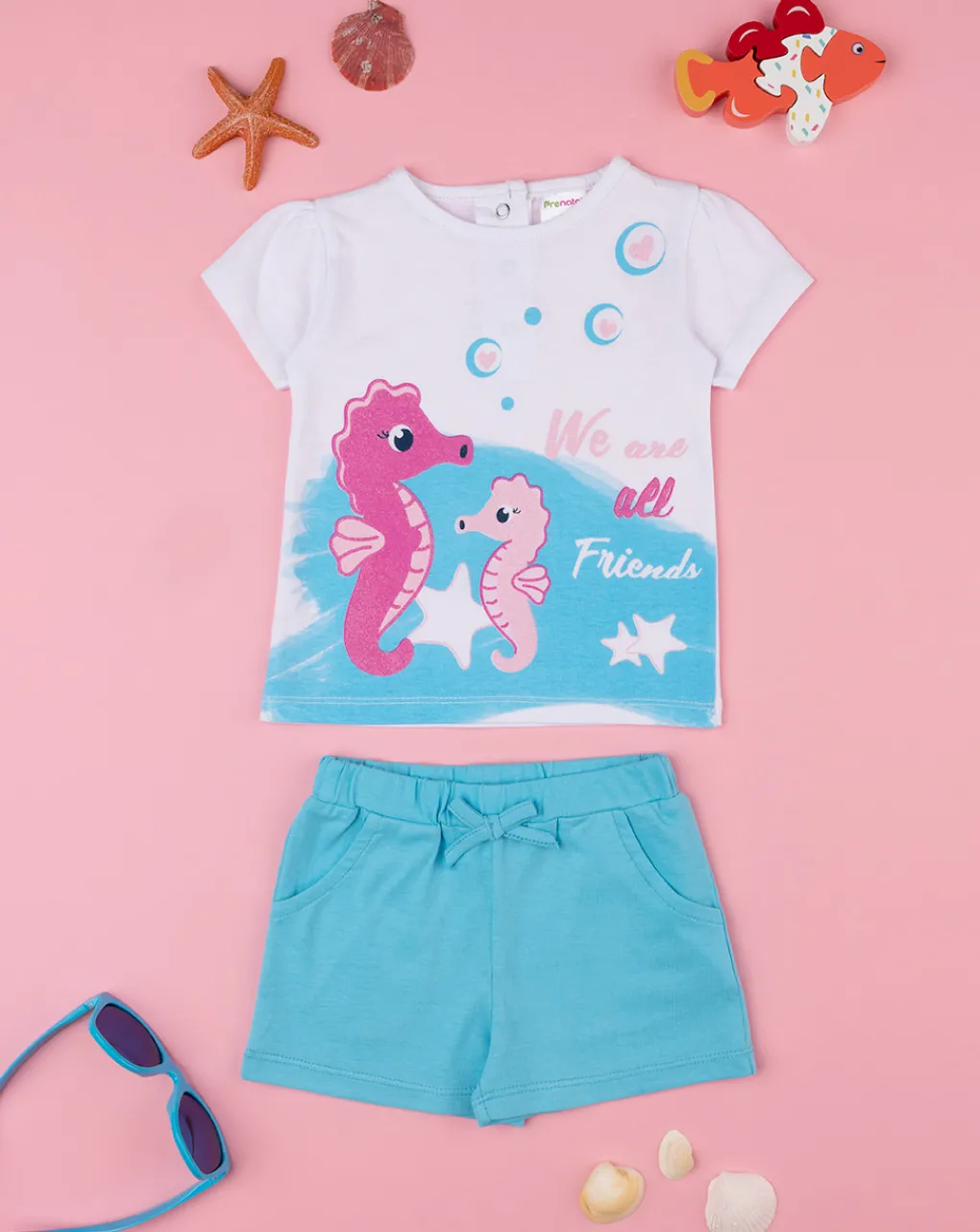Prenatal Vestiti E Completi-Completo Bimba Bianco/Azzurro