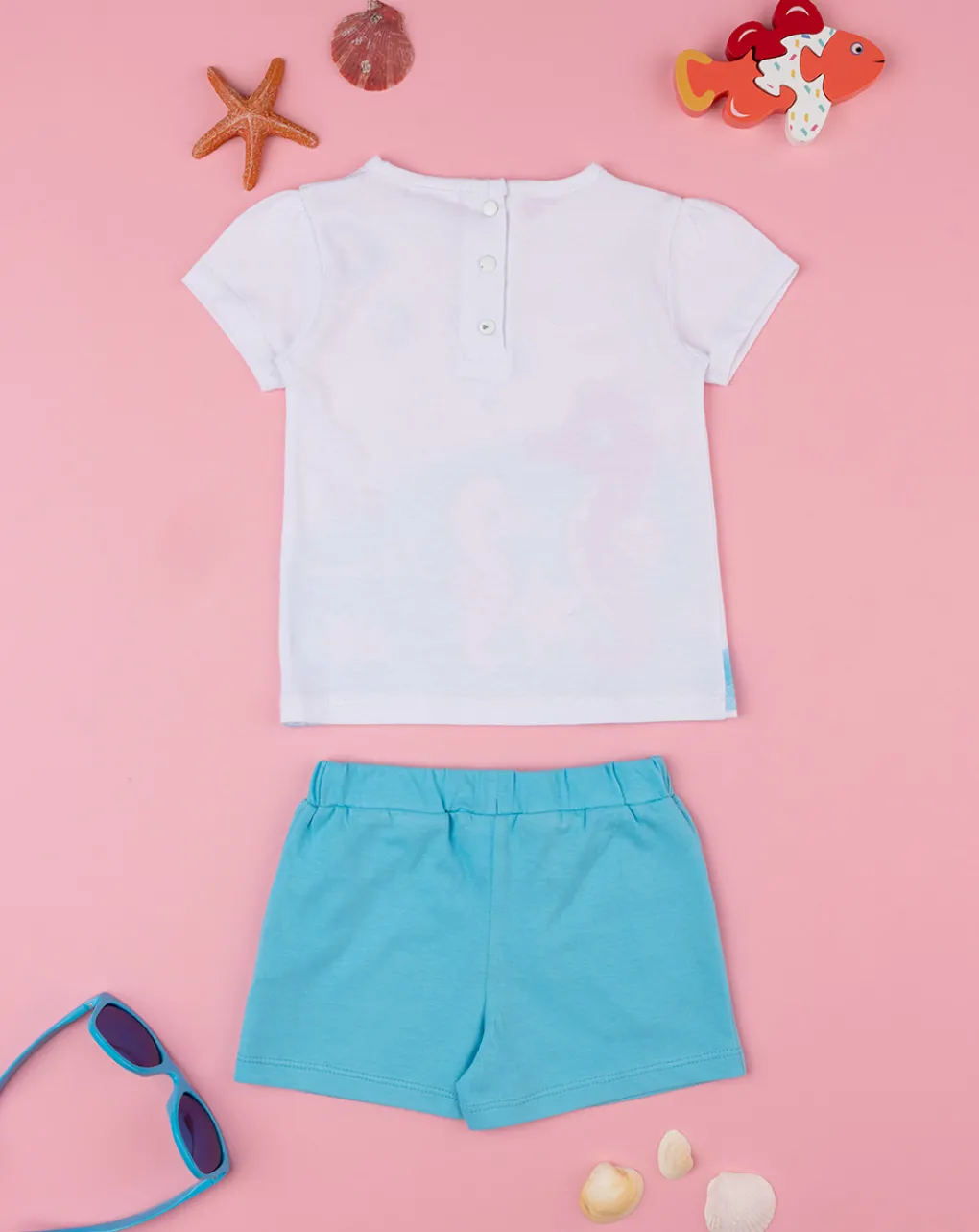 Prenatal Vestiti E Completi-Completo Bimba Bianco/Azzurro