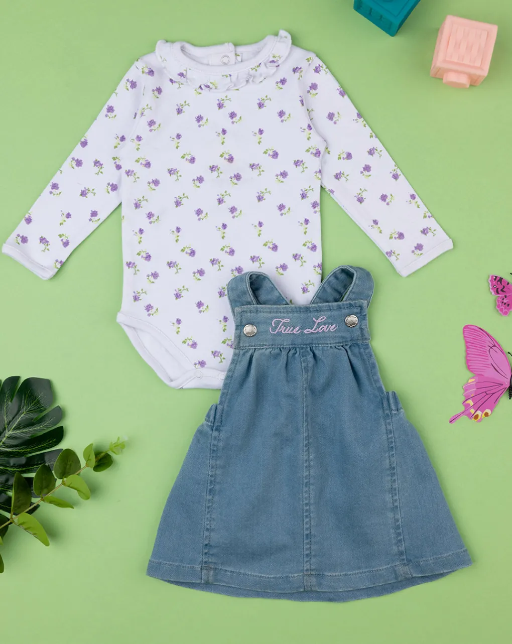Prenatal Vestiti E Completi-Completo Bimba Body + Pinafore