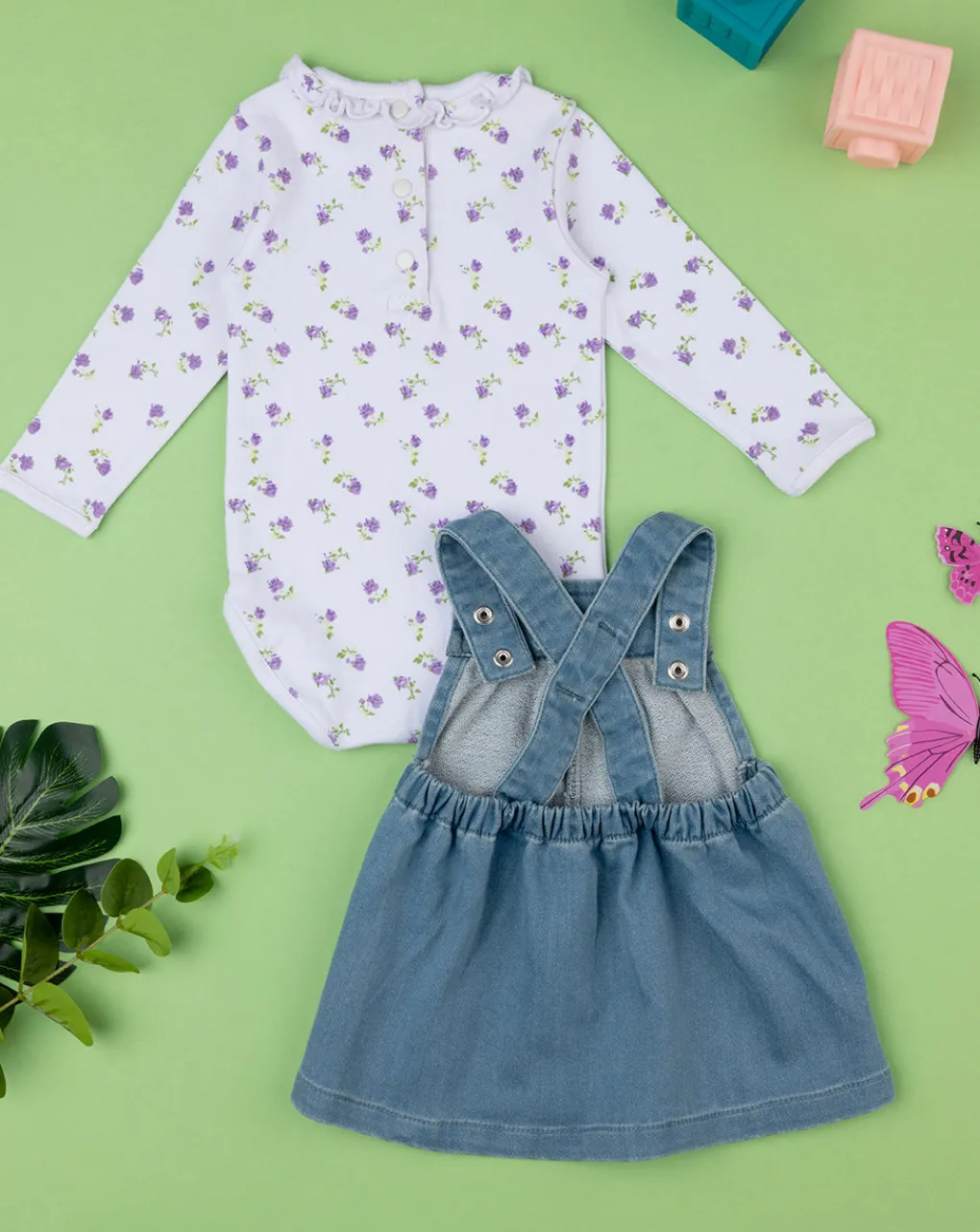 Prenatal Vestiti E Completi-Completo Bimba Body + Pinafore