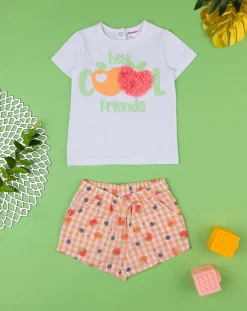 Prenatal Vestiti E Completi-Completo Bimba "Fruit” Bianco/Arancione