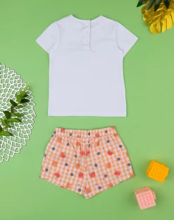 Prenatal Vestiti E Completi-Completo Bimba "Fruit” Bianco/Arancione