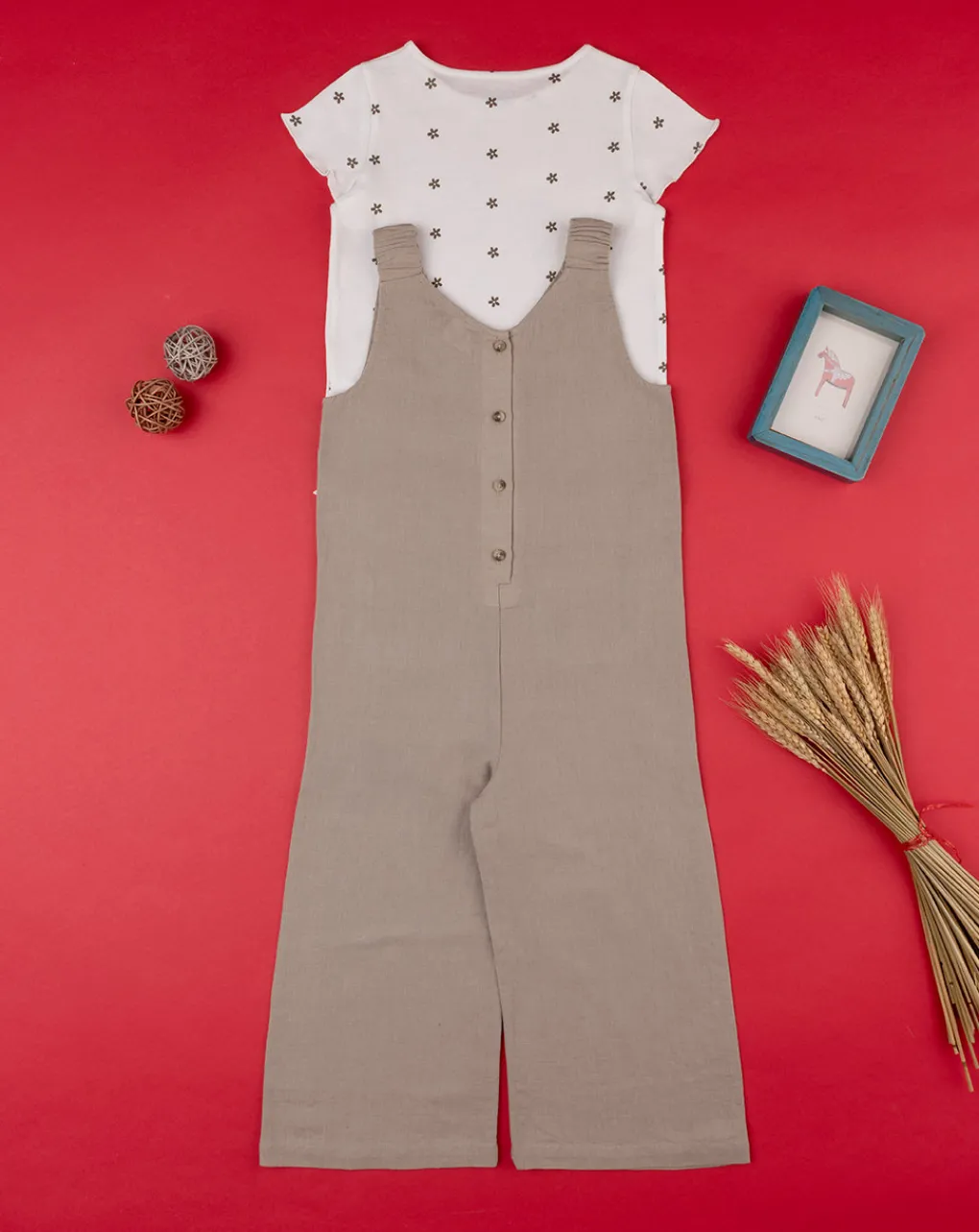 Prenatal Vestiti E Completi-Completo Bimba Salopette Marrone