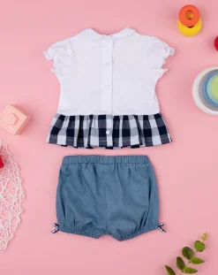 Prenatal Abiti Completi E Tutine-Completo Corto Neonata Maglia + Shorts Chambray