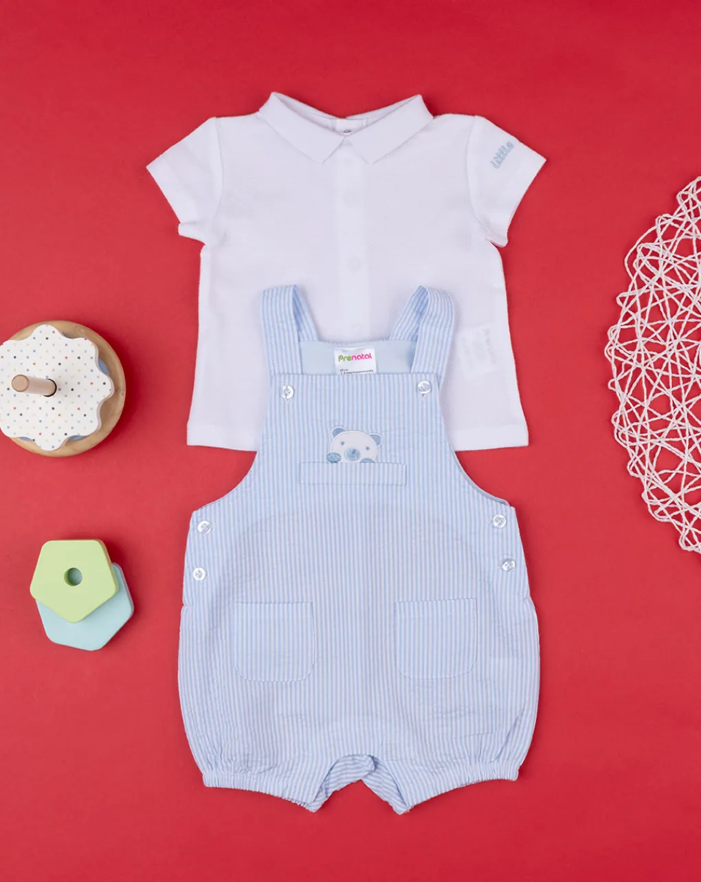Prenatal Abiti Completi E Tutine-Completo Corto Neonato Maglia + Salopette