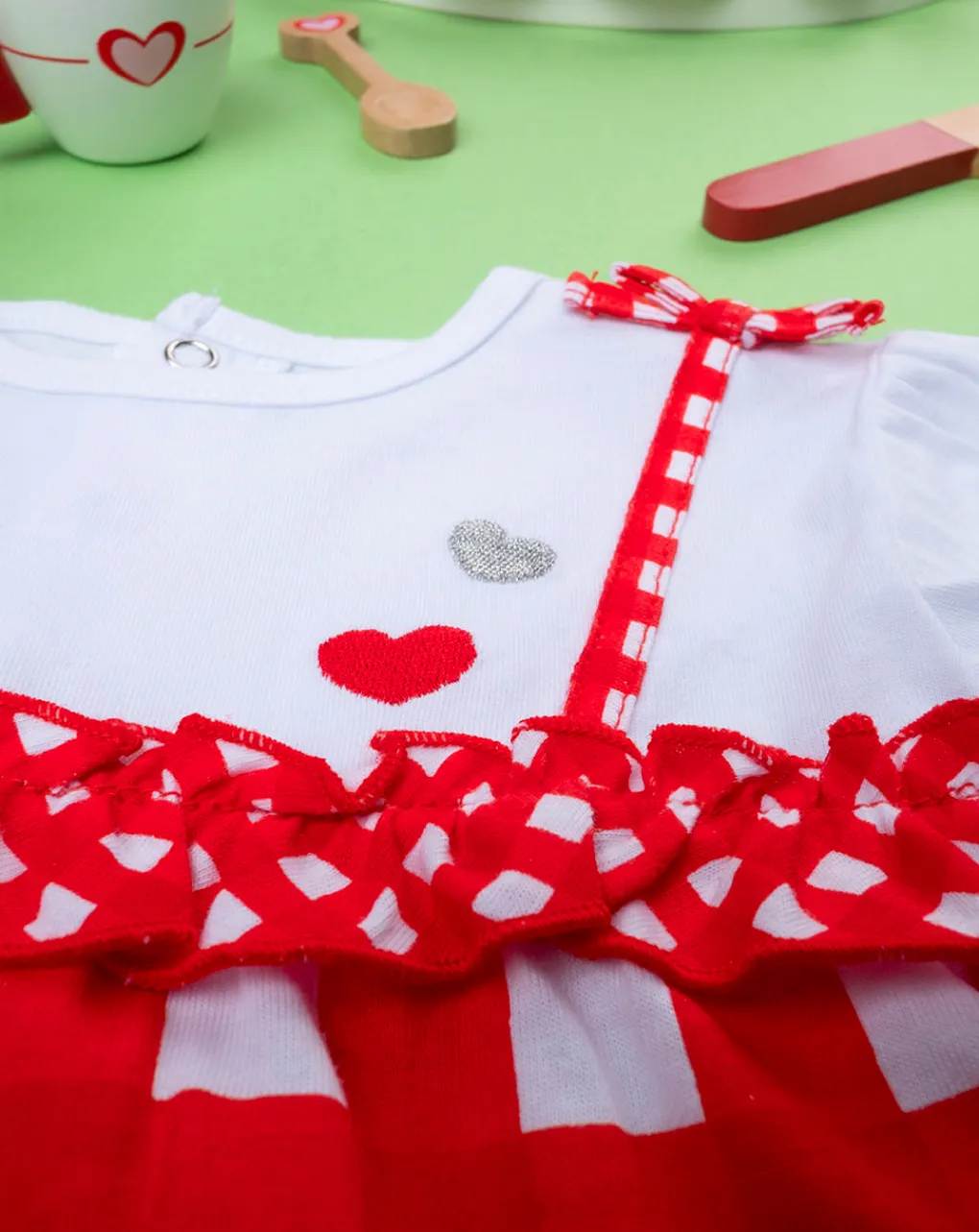 Prenatal Abiti Completi E Tutine-Completo Jersey Bimba Vichy Rosso