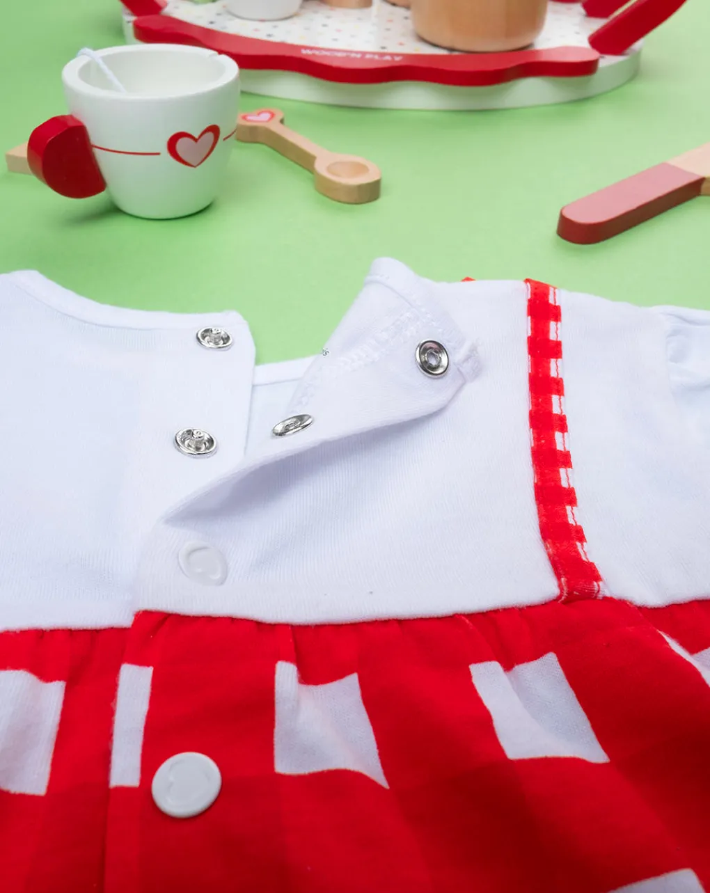 Prenatal Abiti Completi E Tutine-Completo Jersey Bimba Vichy Rosso
