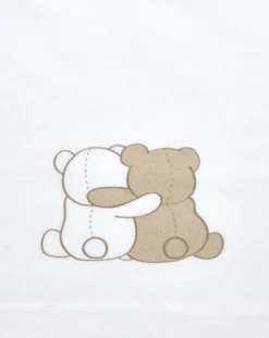 Prenatal Lenzuola E Trapunte-Completo Letto 3 Pezzi In Flanella Bianca Con Orso