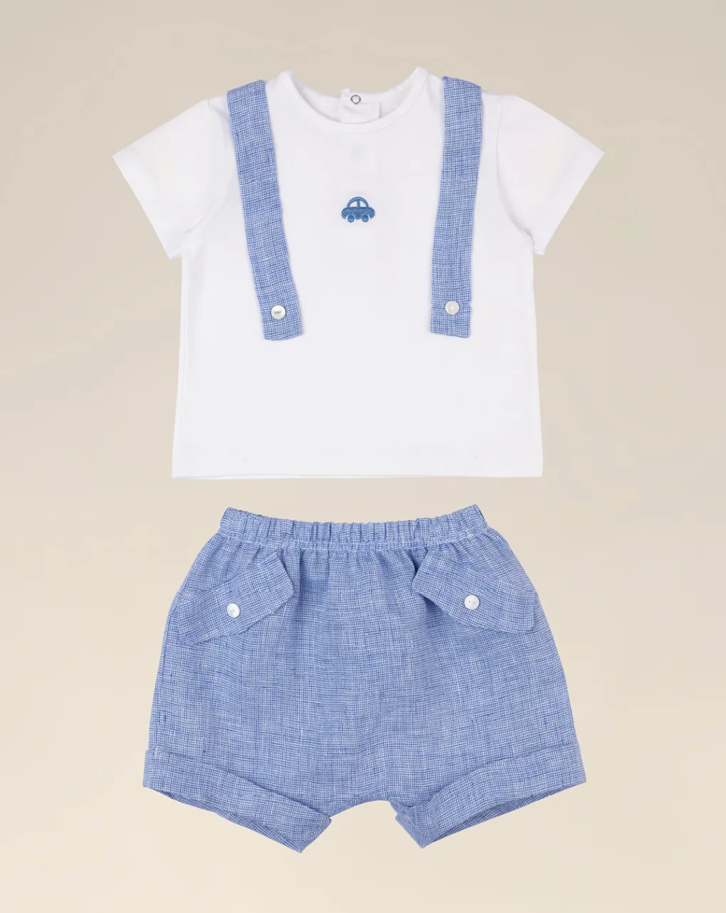 Prenatal Abiti Completi E Tutine-Completo Per Neonato T-Shirt E Short In Lino