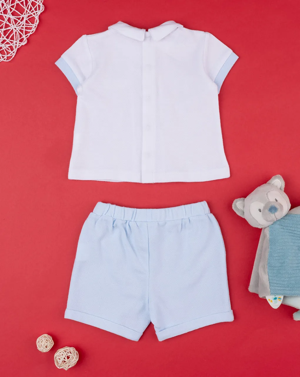 Prenatal Abiti Completi E Tutine-Completo Piquet Bimbo Bianco/Azzurro