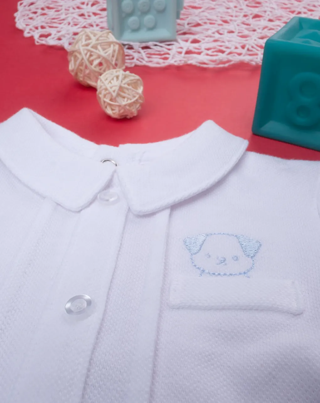 Prenatal Abiti Completi E Tutine-Completo Piquet Bimbo Bianco/Azzurro
