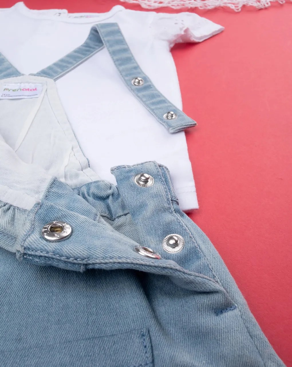 Prenatal Vestiti E Completi-Completo Salopette E T-Shirt Bimba