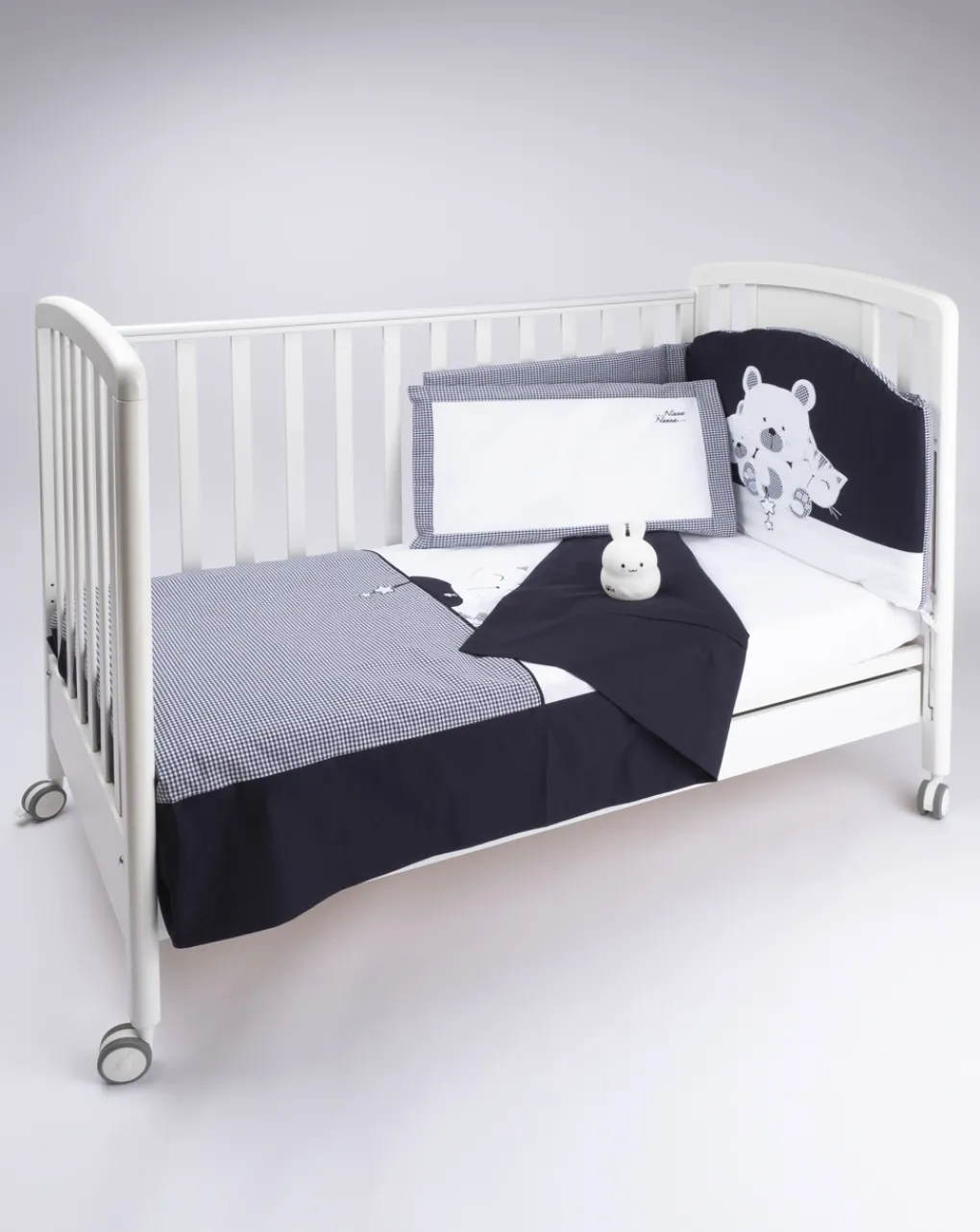 Prenatal Lenzuola E Trapunte-Completo Universale Lettino 4 Pz Unisex Con Vichy