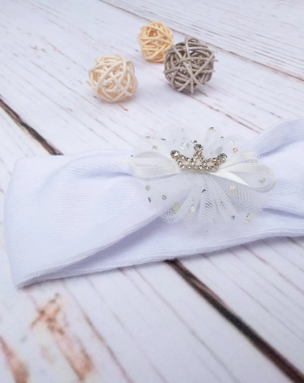 Prenatal Cappelli E Accessori-Fascia Capelli Bimba Bianca Con Fiocco