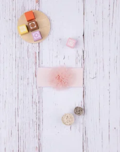 Prenatal Cappelli E Accessori-Fascia Capelli Rosa Con Fiore In Tulle