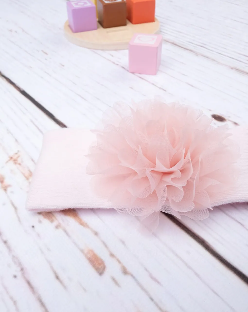 Prenatal Cappelli E Accessori-Fascia Capelli Rosa Con Fiore In Tulle