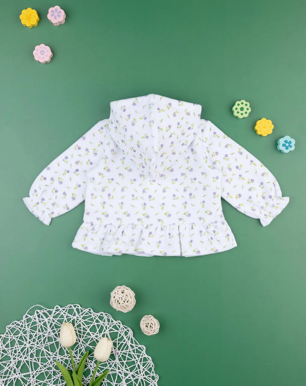 Prenatal Cardigan-Felpa Bimba "Fiorellini Lilla”